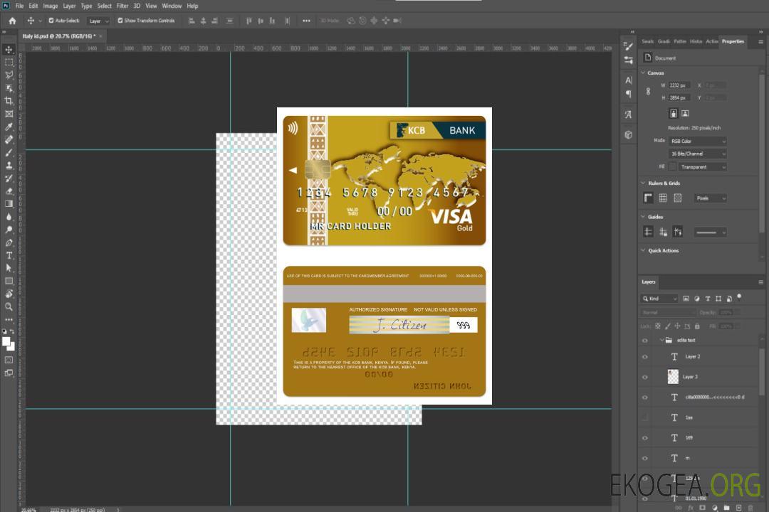 Carte visa or Kenya KCB Bank template Carte visa or Kenya KCB Bank template